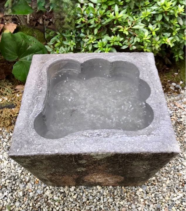 扇型四角水鉢・蹲】造園水石飾り石バードバス箱庭 - メルカリ