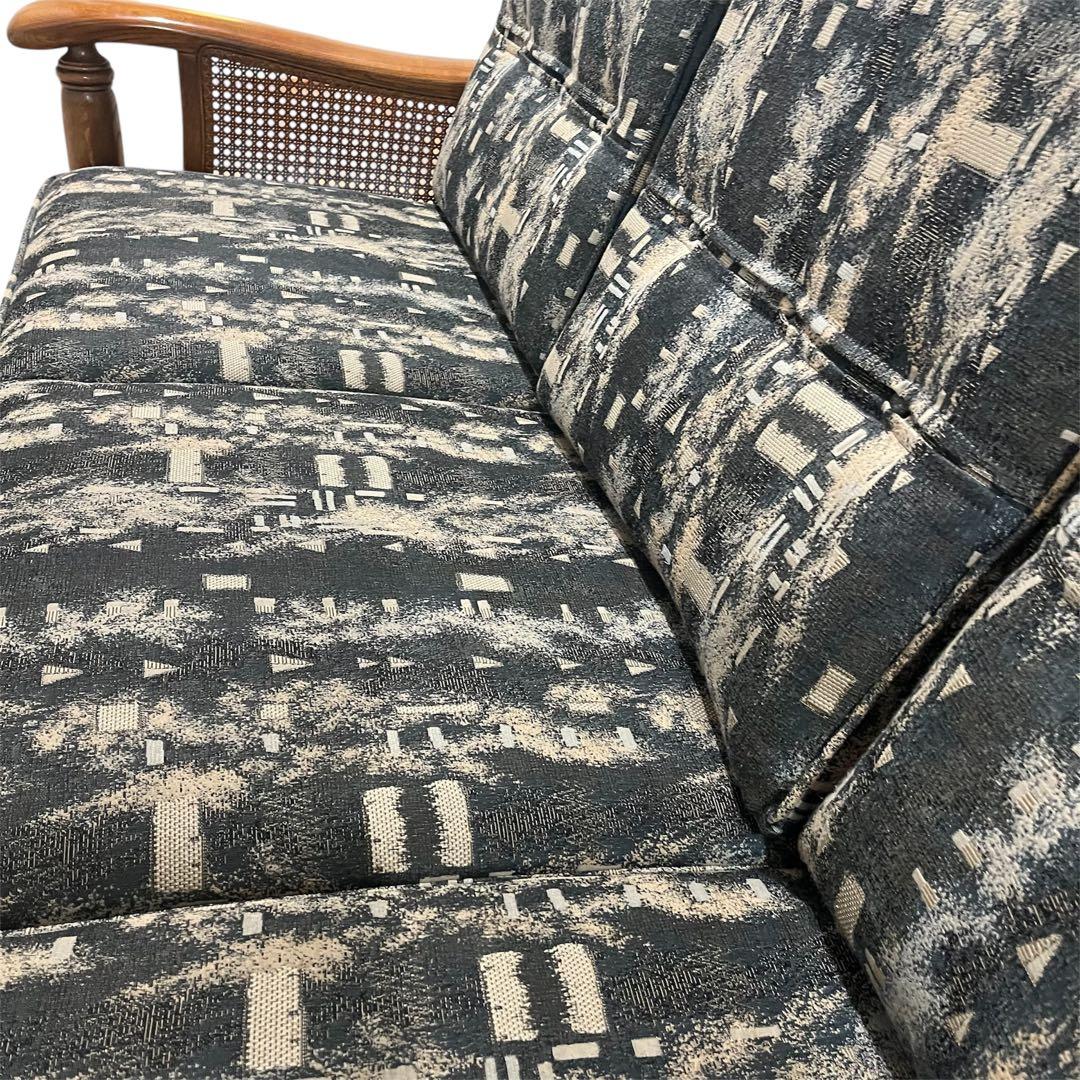 カリモク家具 コロニアル 3人掛け オールドカリモク ソファ ラタン