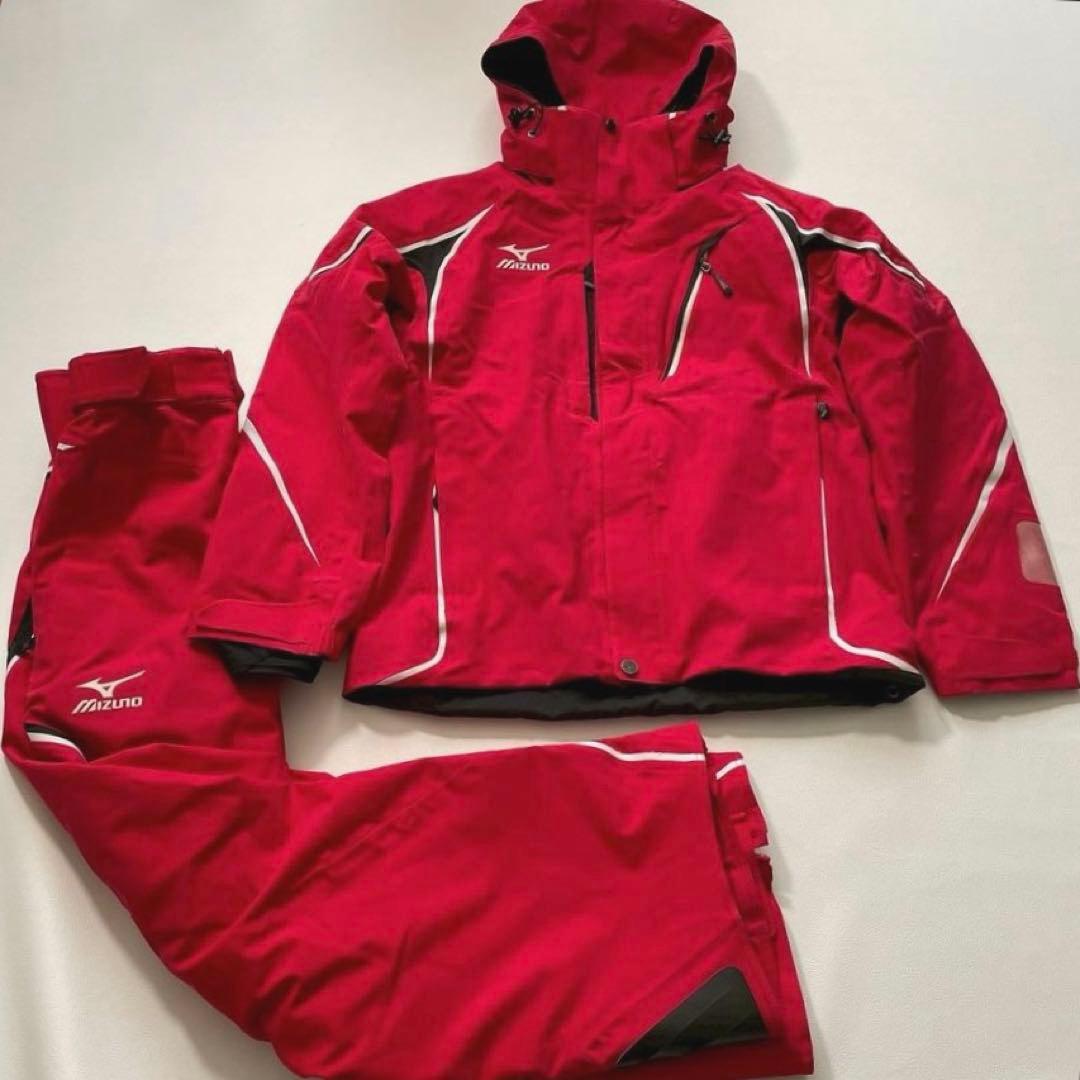 【やまみ】ミズノ スキーウェア 上S 下M セットアップ 赤 ブレスサーモ ミズノ（MIZUNO）（キッズ）ジュニア スキーウェア ブレスサーモ