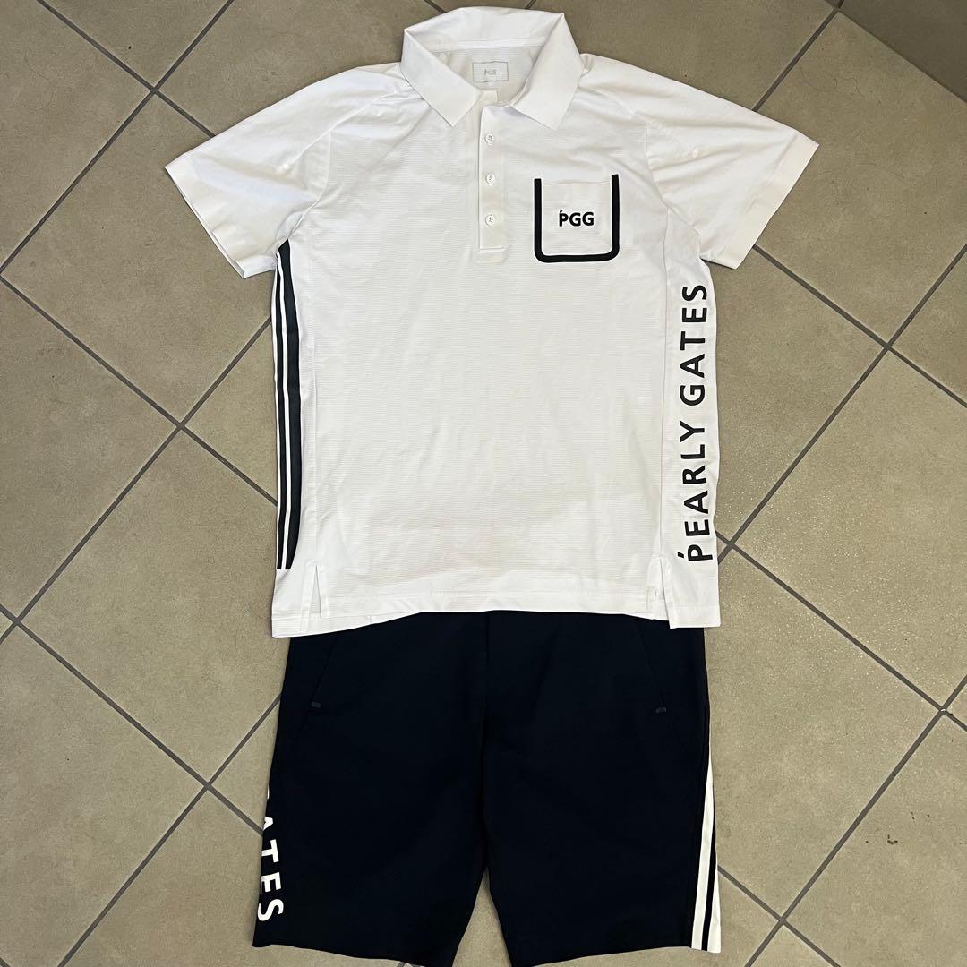 PGG 🍃 パーリーゲイツ セットアップ ポロシャツ ハーフパンツ メンズ