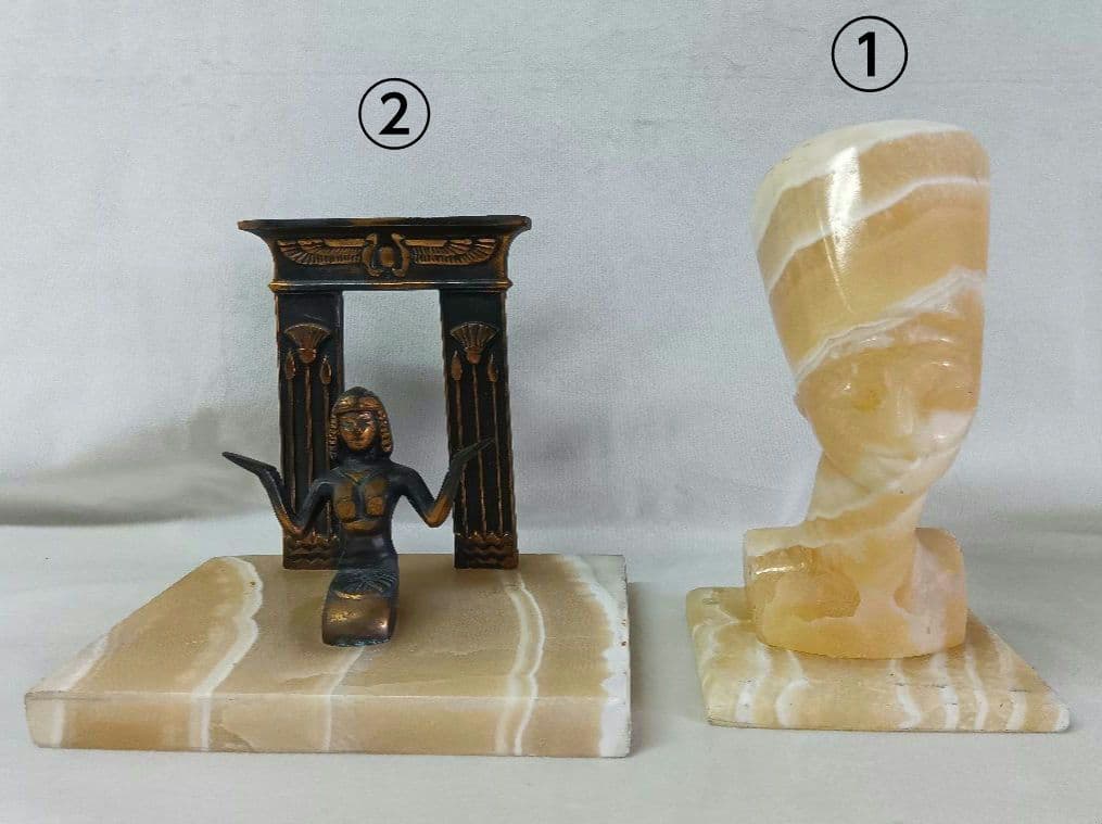 エジプト土産　アルバ石置物　2点　インテリア　ネフェルティティ　クレオパトラ エジプト土産 アルバ石置物 2点 インテリア ネフェルティティ クレオパトラ