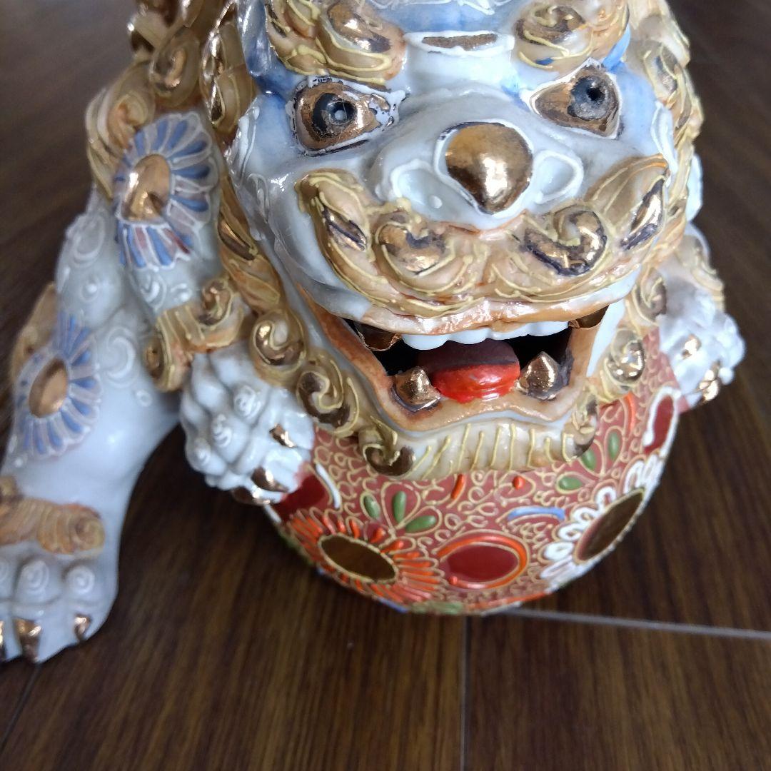 玉乗り白 獅子の置物九谷焼8100円に - メルカリ