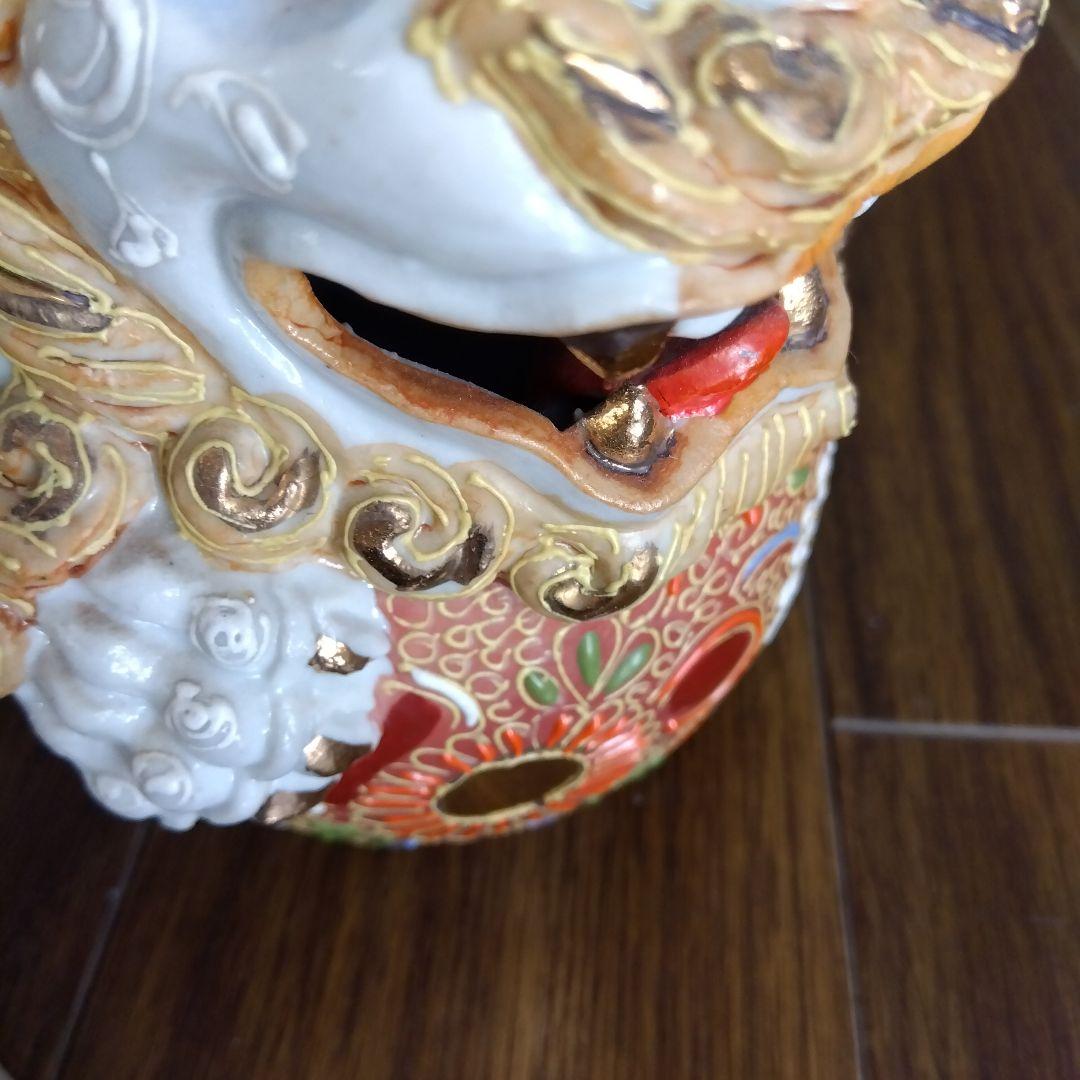 玉乗り白 獅子の置物九谷焼8100円に - メルカリ