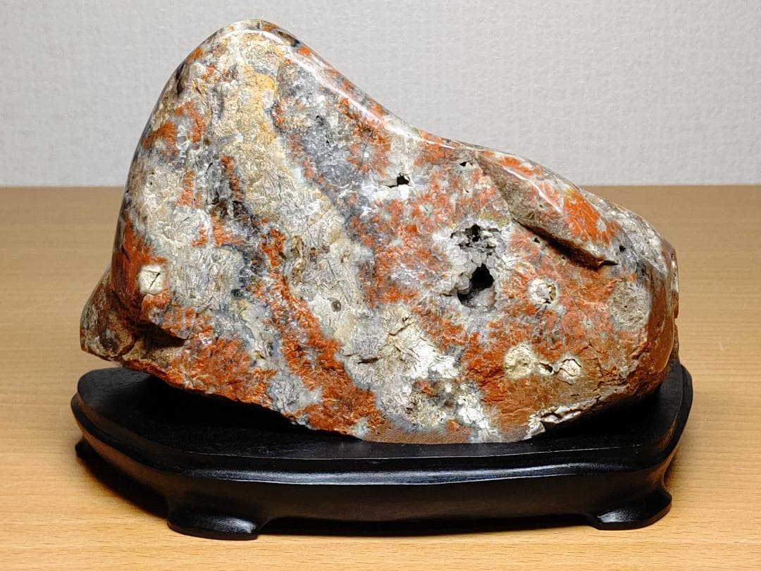 桜石 1.4kg 根尾谷 孔雀石 菊花石 水石 鑑賞石 自然石 原石