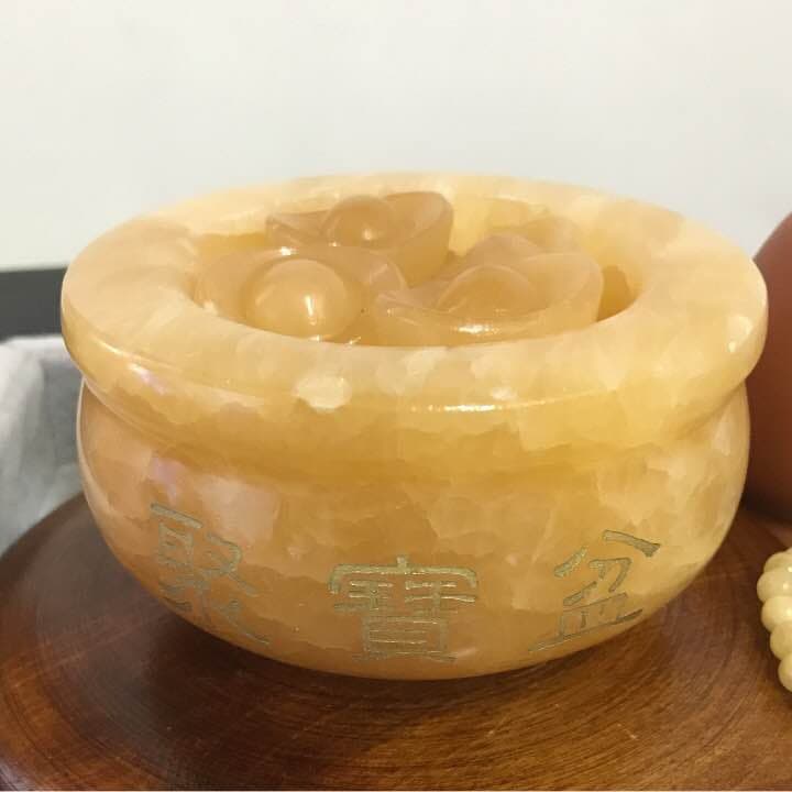 ★限定残１セット★聚寶盆♢ 元宝♢ラウンド連【天然アラゴナイト☆スペシャル】❤️