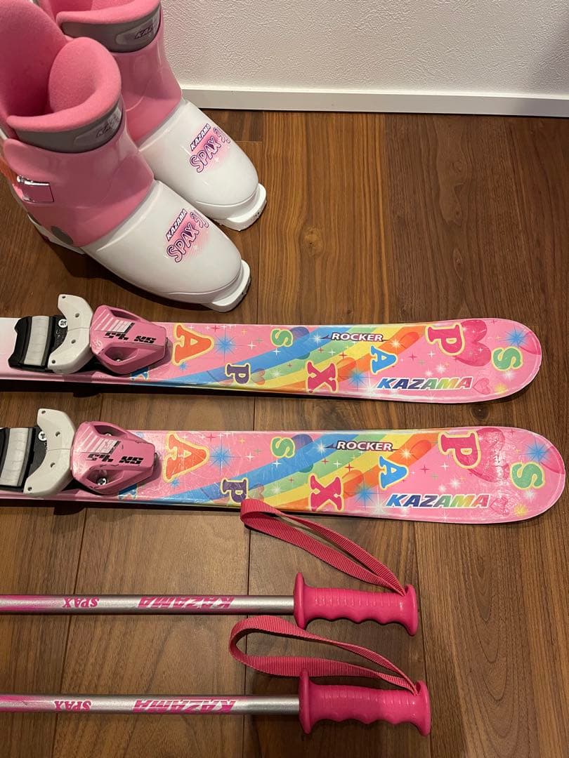 KAZAMA カザマ SPAX キッズ スキー106㎝ ストック ブーツ セット