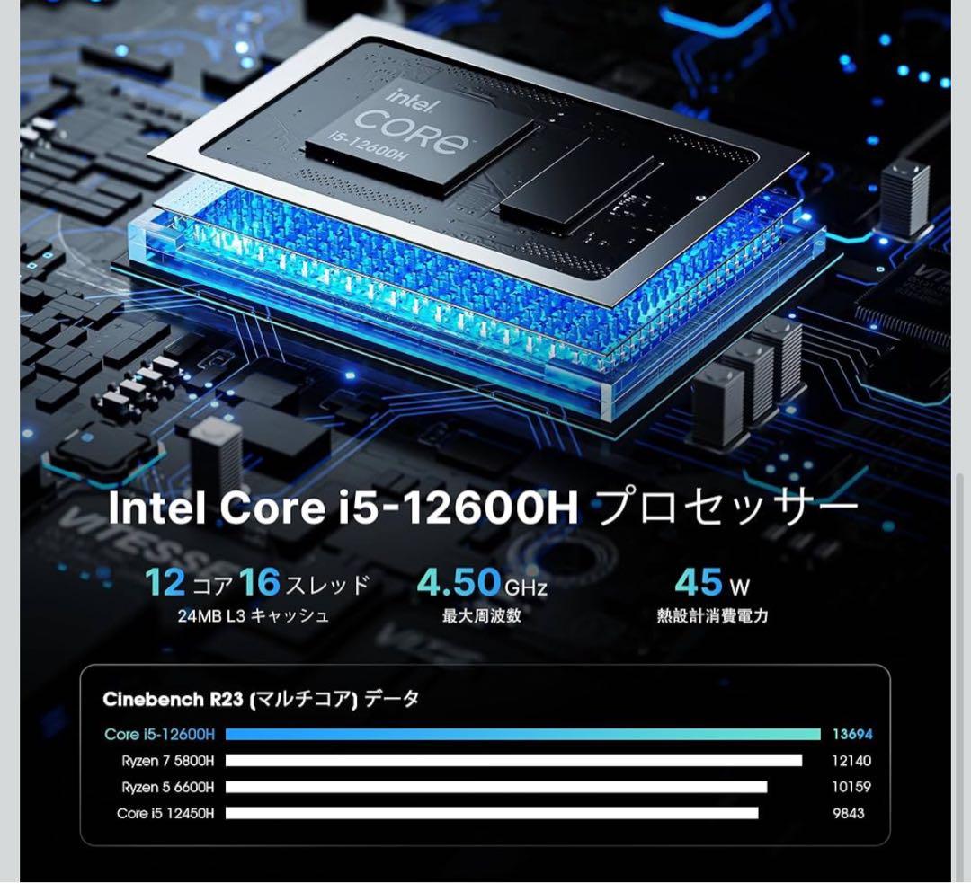 510690インテル ミニPC i5 12600H BOSGAME P2Lite - メルカリ