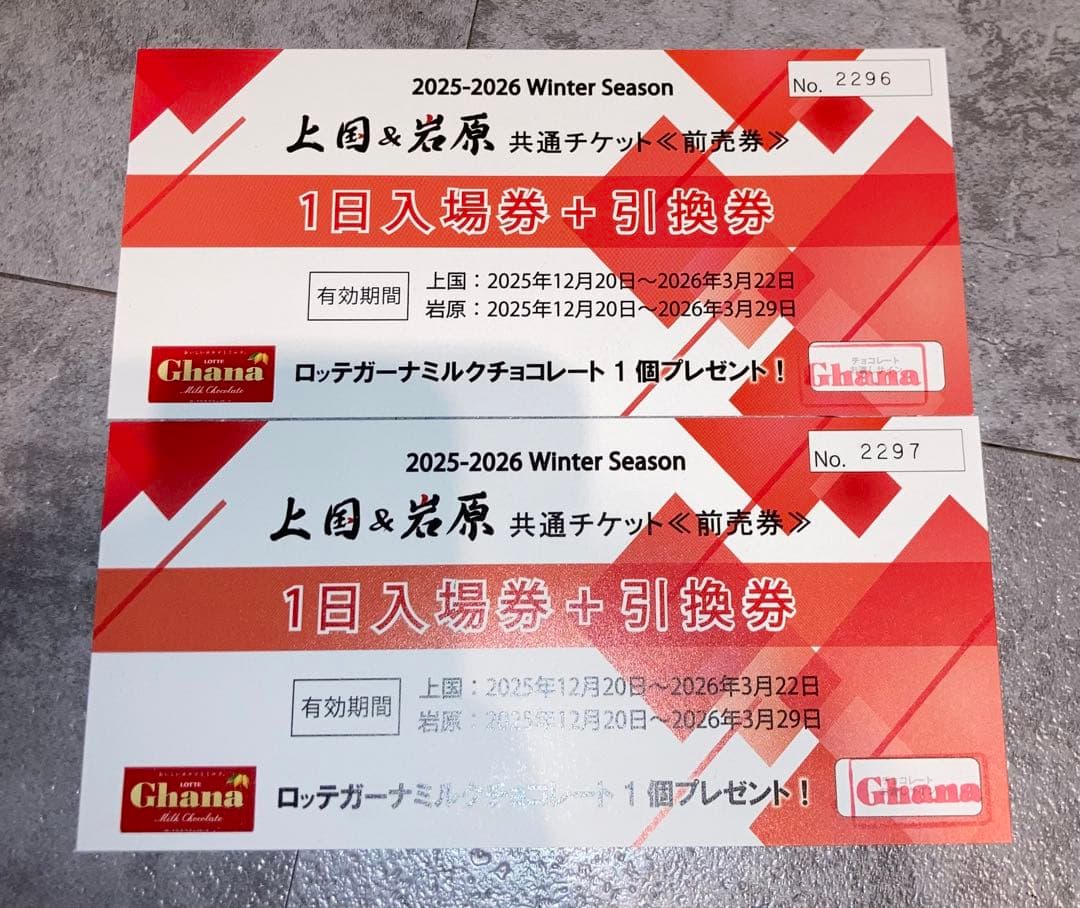 岩原 上国スキー場 1日リフト券2025 2026年 2枚 - メルカリ