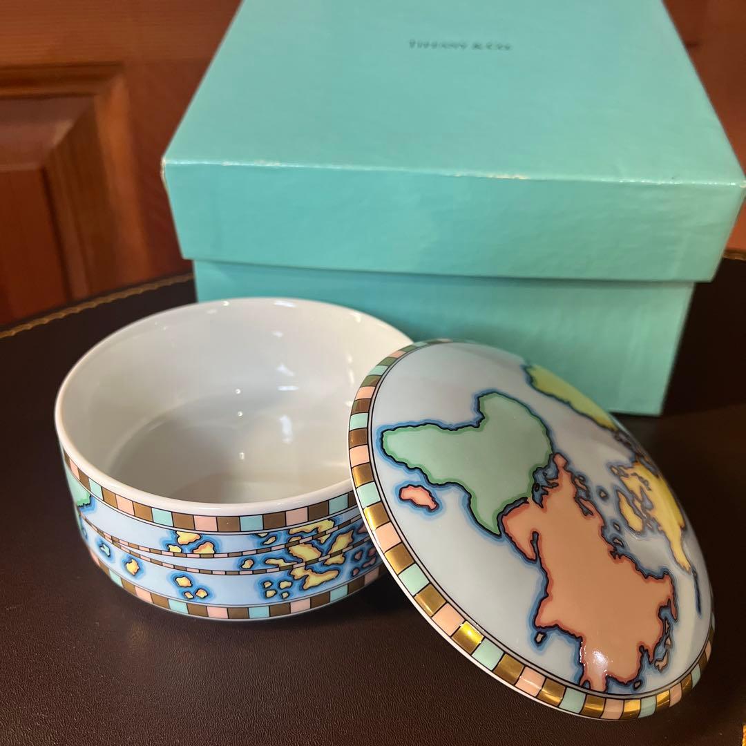 Tiffany＆Amwayコラボ陶器製 ボンボニエール 小物入れ 地図柄 - メルカリ