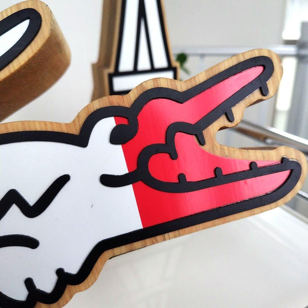 ①レア！LACOSTE 非売品 販促 店舗 木製オブジェ ワニとタワーセット