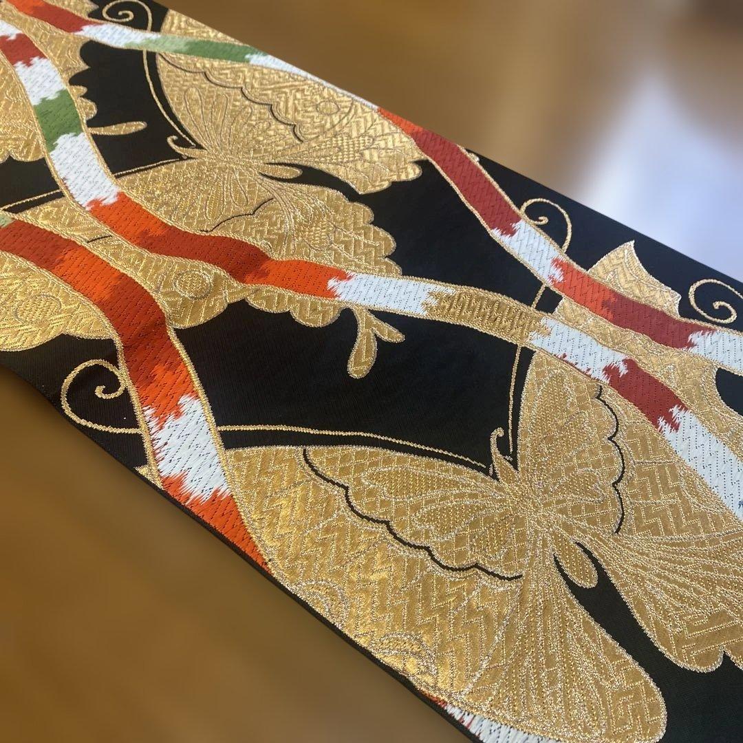 table runner 「立涌に金彩蝶」 帯リメイク 正絹 長尺 - メルカリ