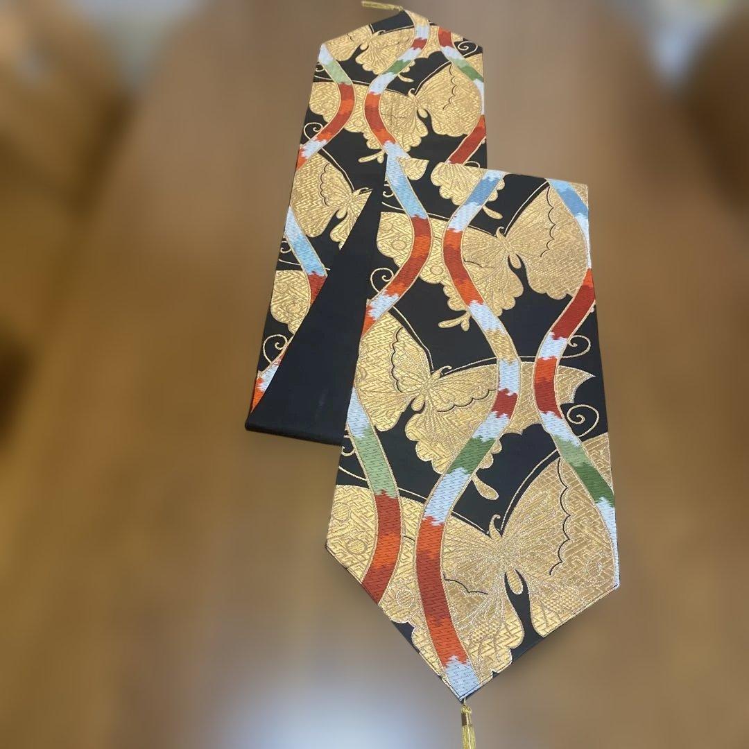 table runner 「立涌に金彩蝶」 帯リメイク 正絹 長尺 - メルカリ