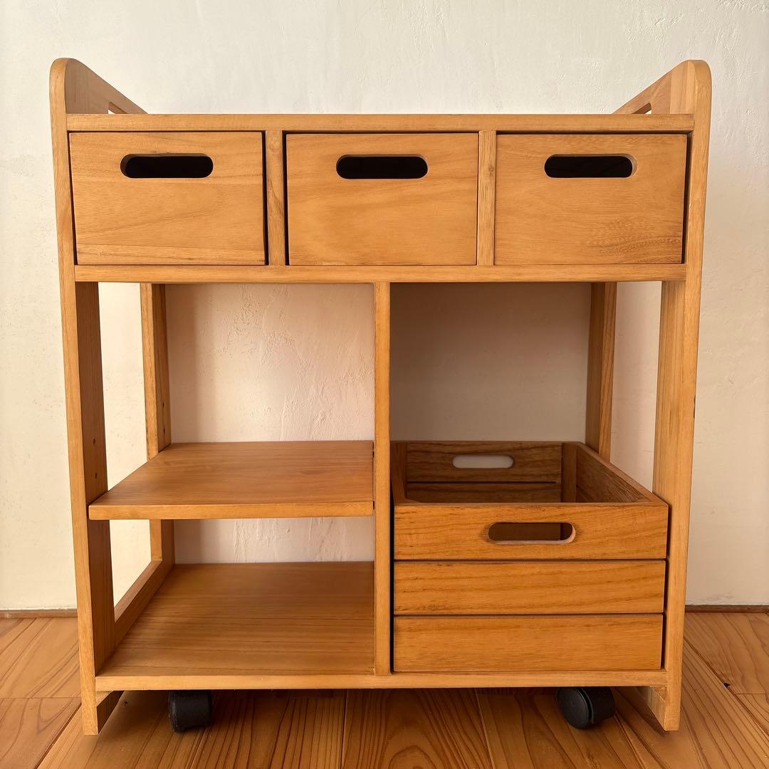 木製キッチンワゴン 4収納ボックス付き 楽天市場】【送料無料】 キッチンワゴン 木製 キッチン収納 キッチン