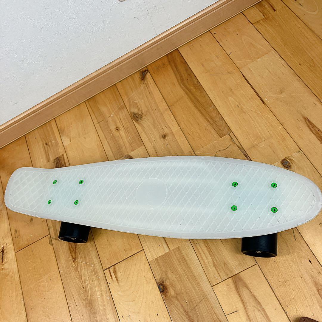 蓄光 penny スケートボード ミニクルーザーホワイト 蛍光イエロー22