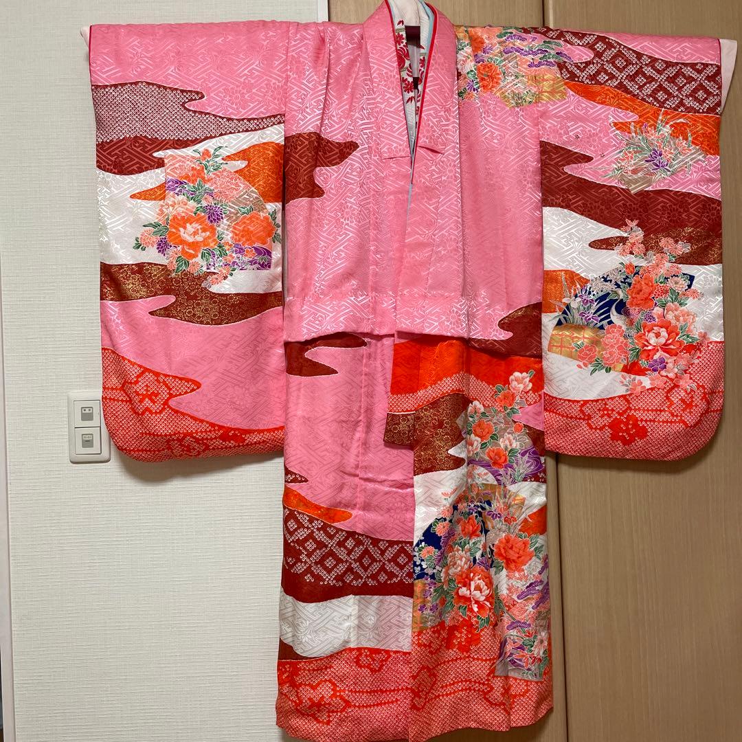 七五三7歳着物　十三詣り着物 楽天市場】[ 正絹 ] 七五三 7歳 着物セット 女の子 御所車に檜扇 黒