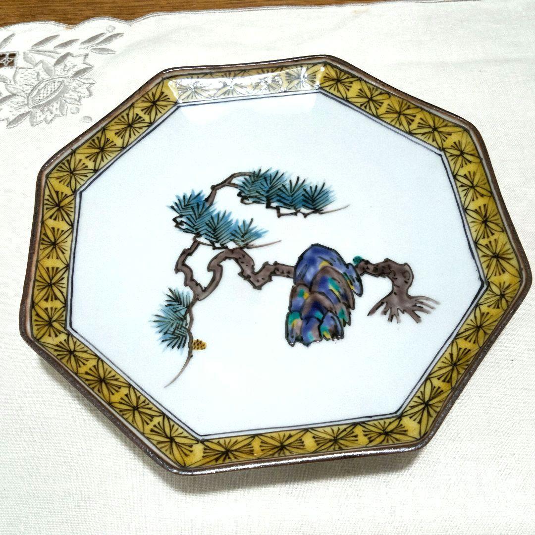 初代三ツ井為吉造南画風絵変八角銘々皿五客