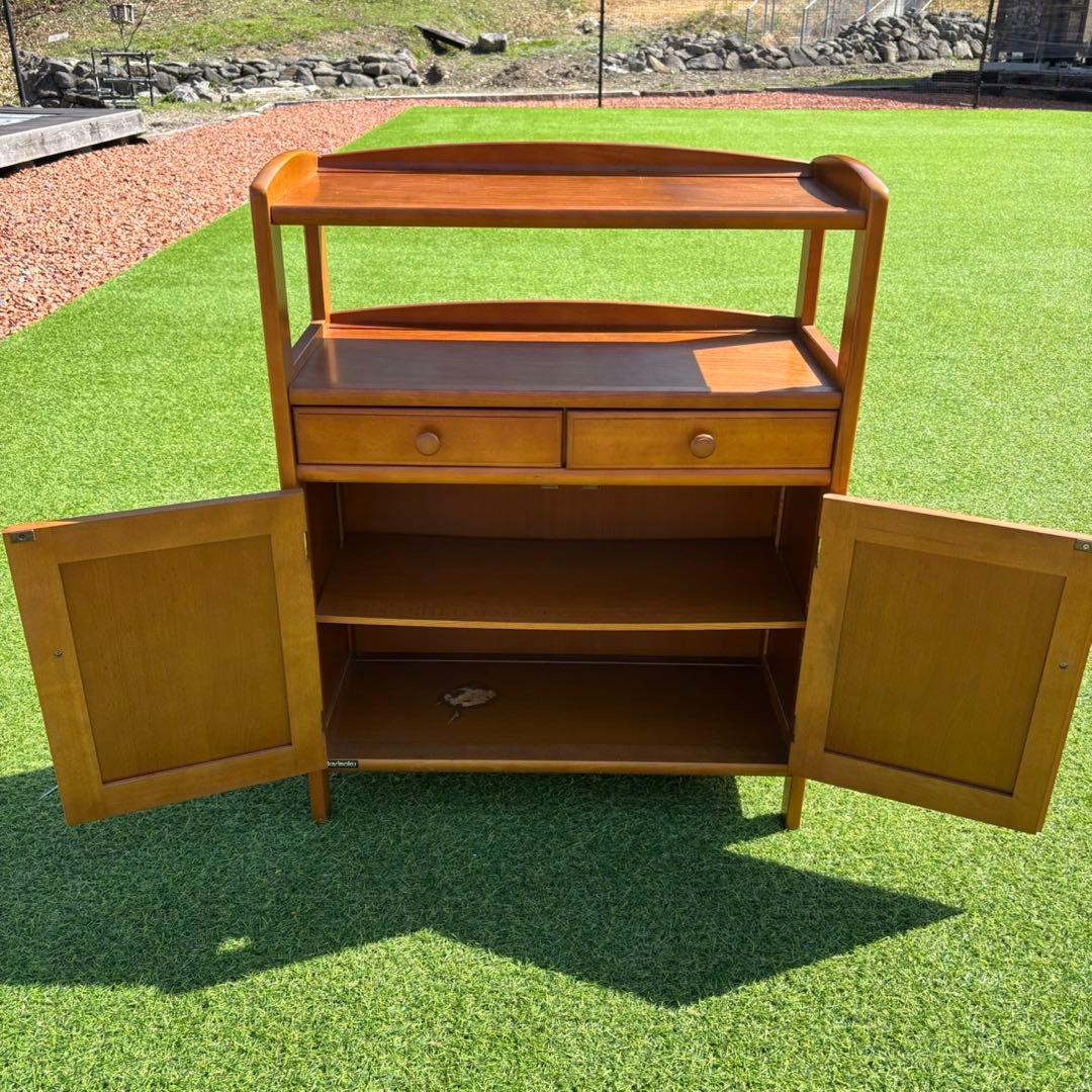 カリモク家具 ラタン調 電話台 チェスト 昭和レトロ ヴィンテージ 希少