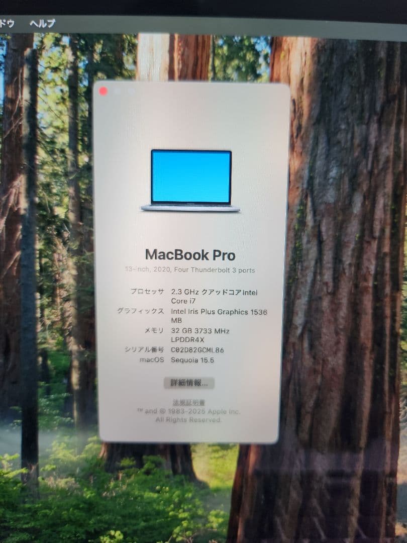 MacBook本体 Macbook Pro 2020 i7 2.3Ghz 32GB/2TB