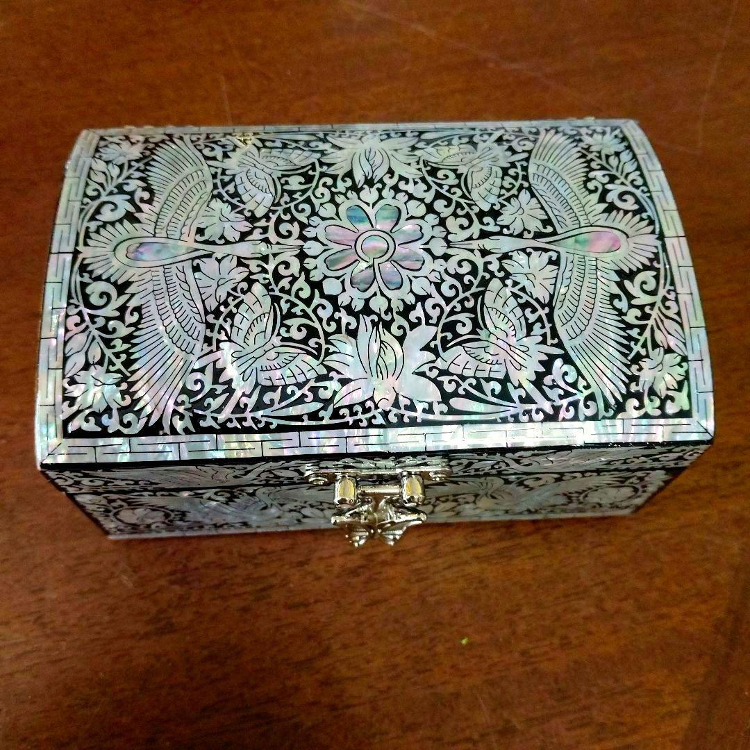 未使用】螺鈿細工 ジュエリーボックス 韓国伝統工芸 鳳凰孔雀模様 高級