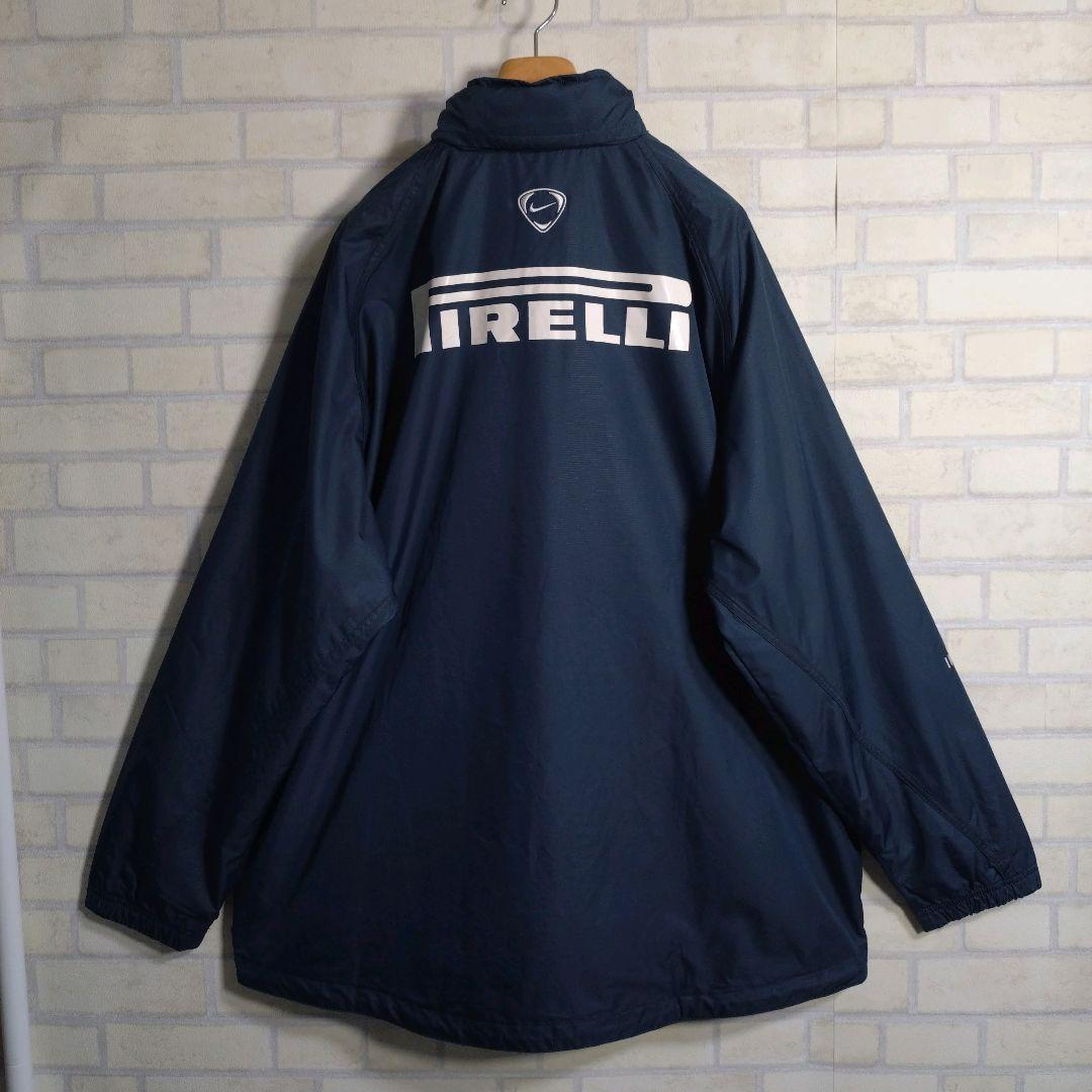 ナイキ☆00s インテル PIRELLI 刺繍ロゴ ナイロンジャケット 紺 XL