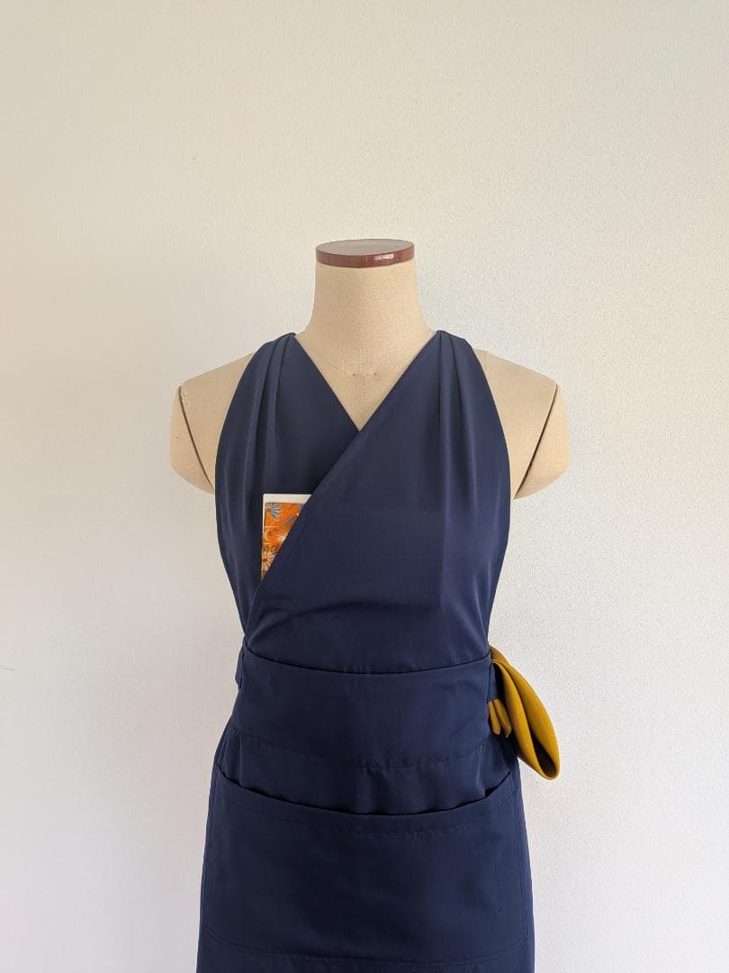 茶道 稽古着エプロン ネイビー - メルカリ