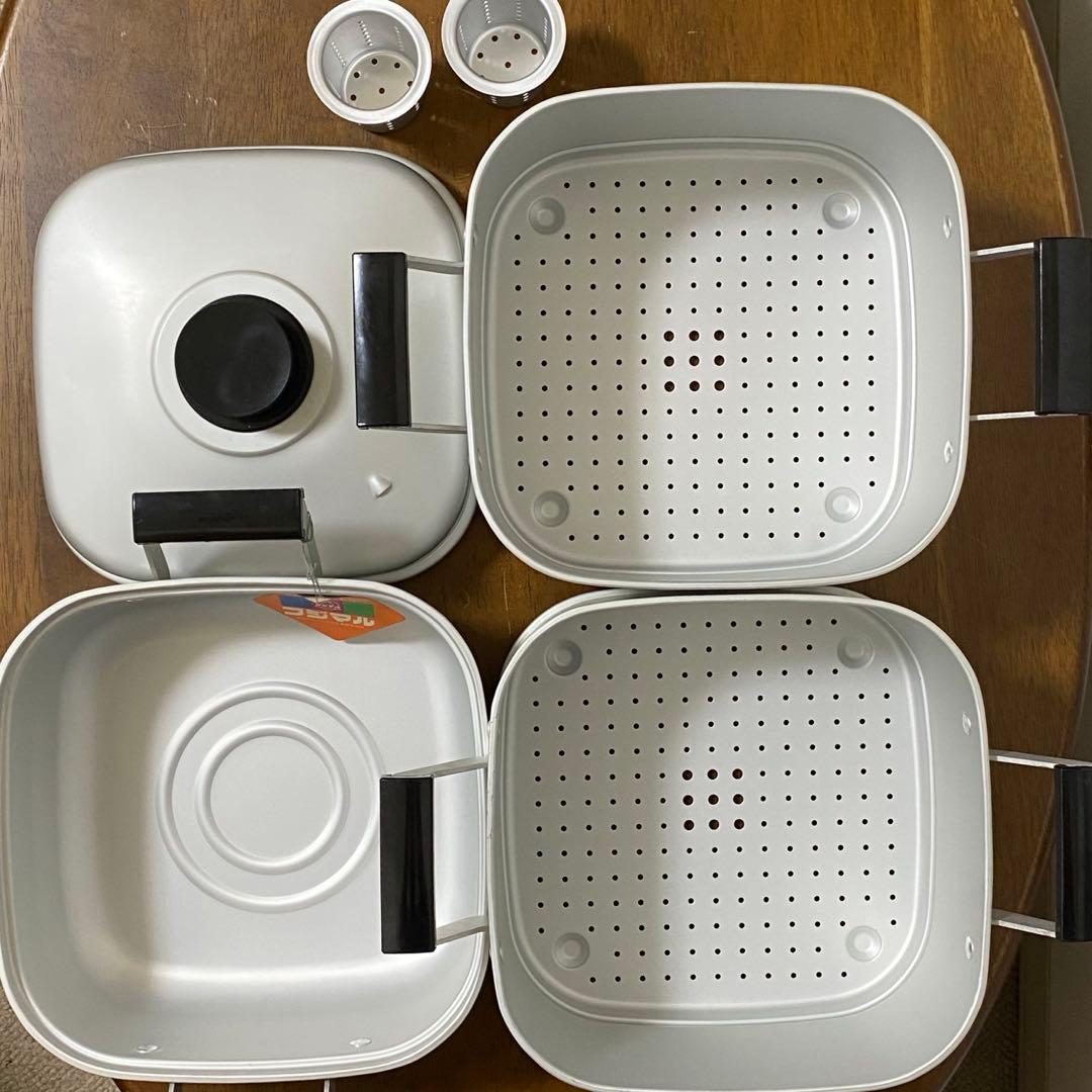 フジマル 二重角蒸器 内径22cm高さ11cmの二段【新品 未使用 昭和レトロ