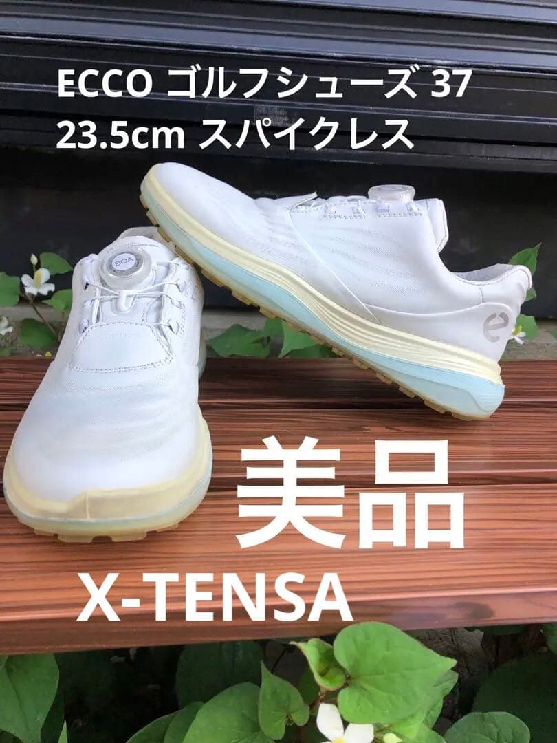 341番 美品 Ecco ゴルフシューズ 37 23.5cmスパイクレス エコー（ecco）（メンズ）スパイクレスゴルフシューズ S-THREE