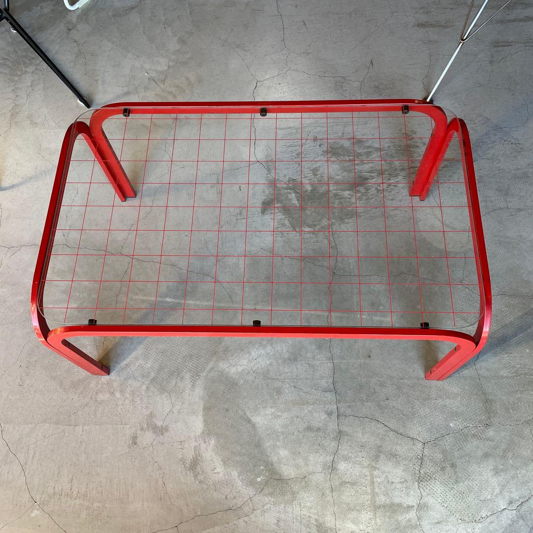 ガラステーブル　ミッドセンチュリー　80's 昭和レトロ 80s 90s モダン ガラステーブル ミッドセンチュリー アイアン 白