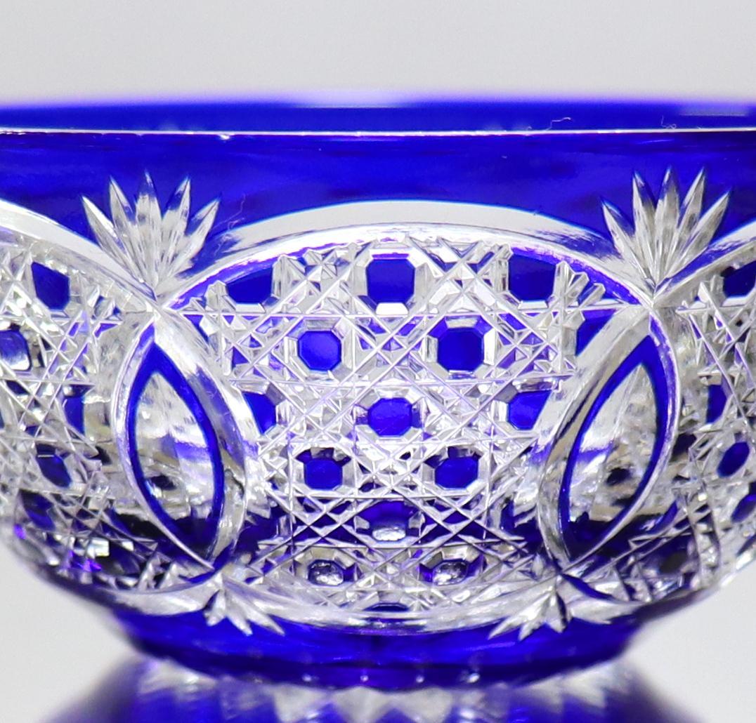 オールド・バカラ 最上級 青色被せガラス 切子小鉢 懐石料理 ボウル