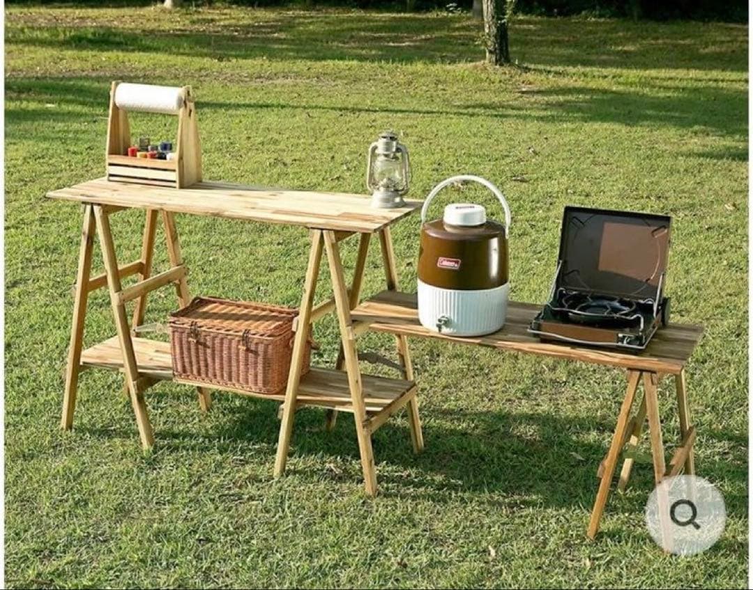 ビジョンピークス　アカシアキッチンラック+オプションテーブル セット キッチンテーブル セットアカシアキッチンラック + オプションテーブル