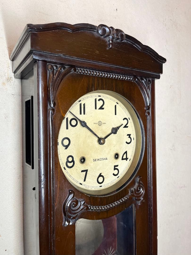 精工舎 柱時計 古時計 振り子 レトロ ゼンマイ ボンボン アンティーク