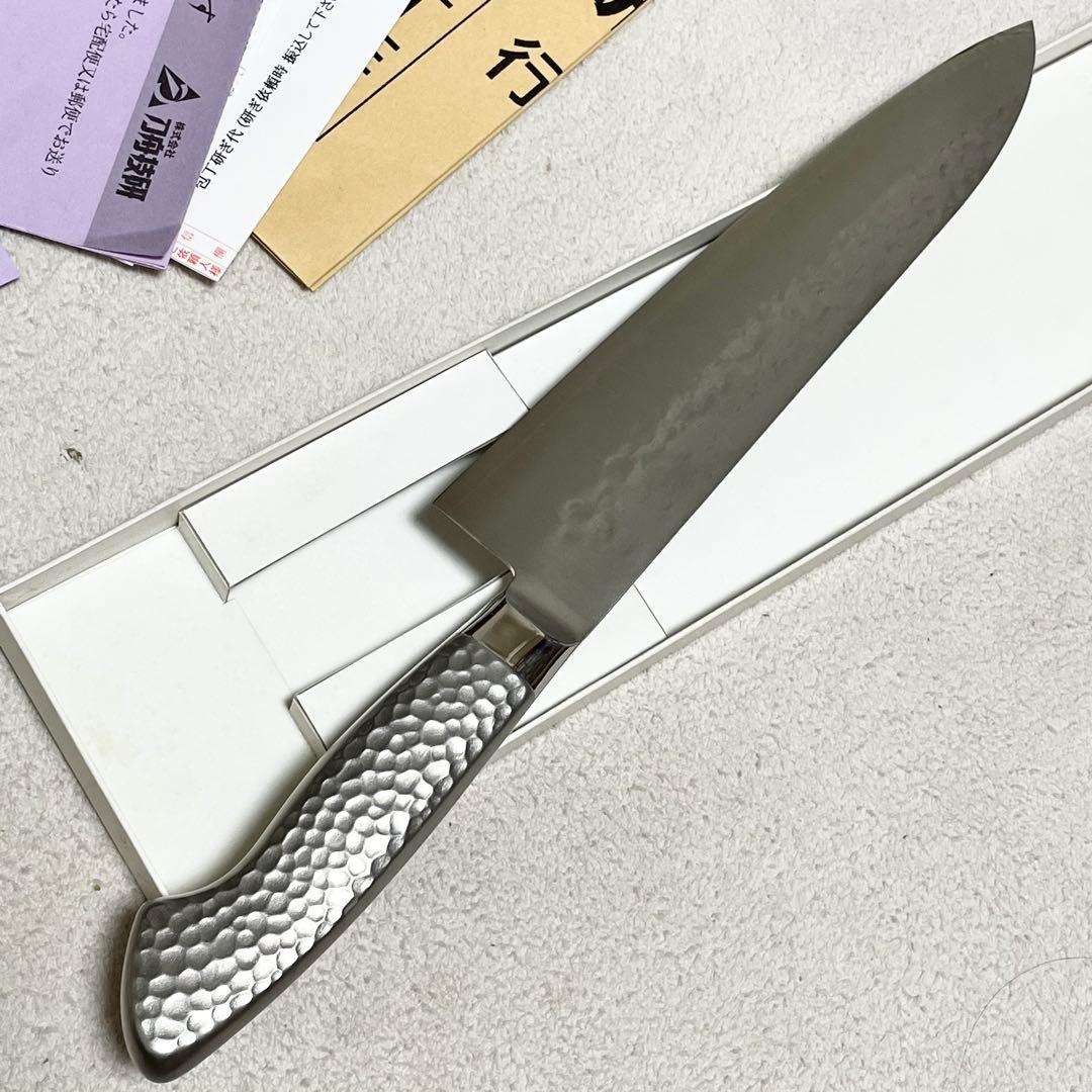 新品 刀舟技研 牛刀包丁 刀舟 鎚目モナカハンドル210㍉ 牛刀 (右利き用