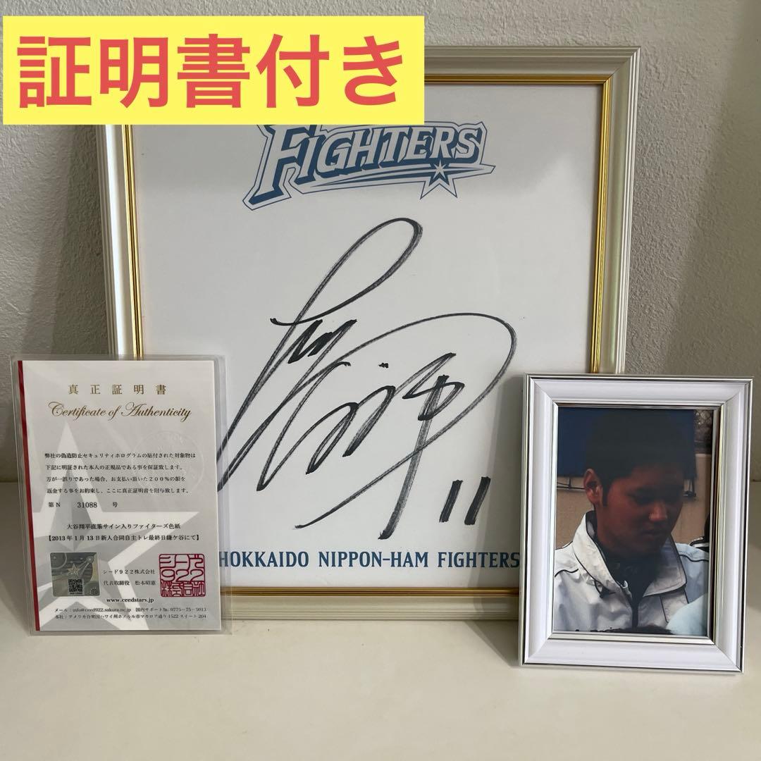 本物証明書 大谷翔平 直筆サイン 日本ハム ルーキーサイン 色紙 写真付
