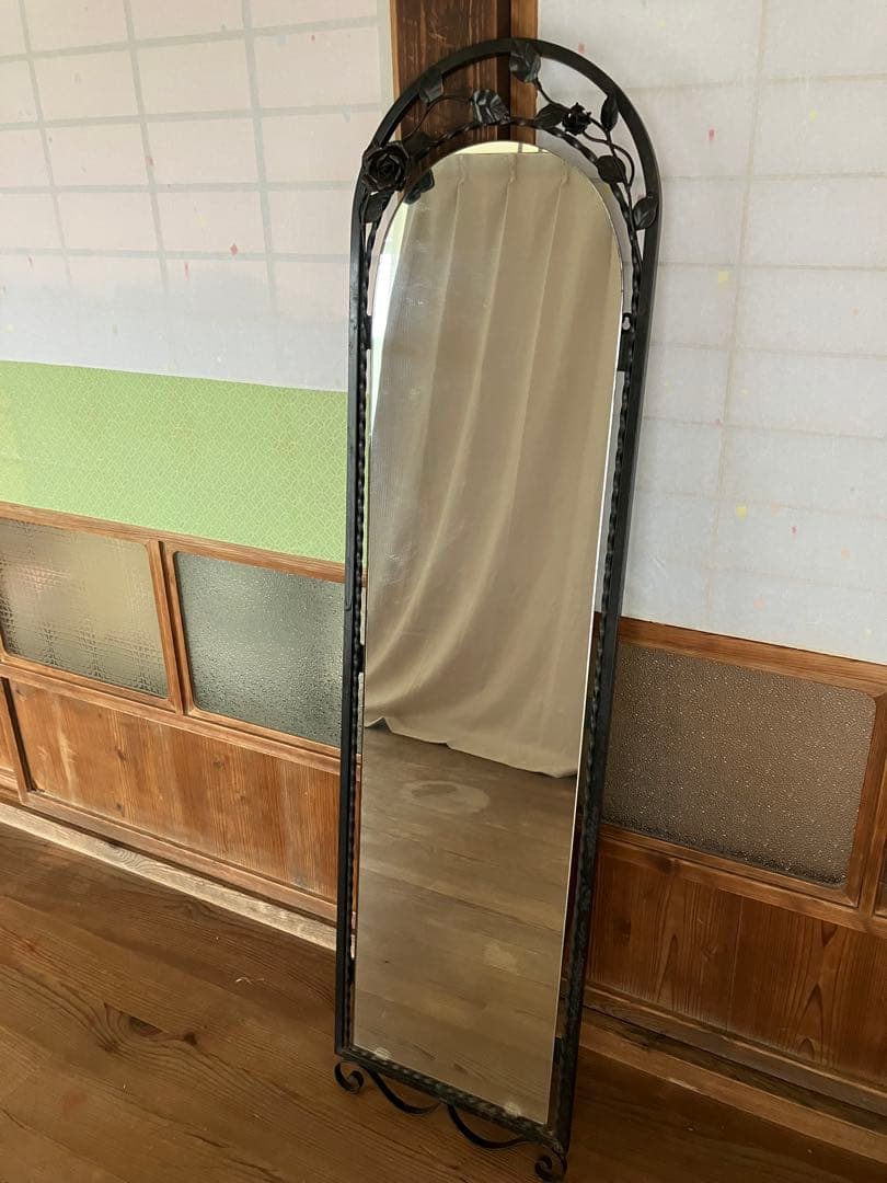 アイアン　姿見　鏡　壁掛　アーチ型　花装飾 アイアン 姿見 鏡 壁掛 アーチ型 花装飾 アイアン 姿見 鏡 壁掛 アーチ