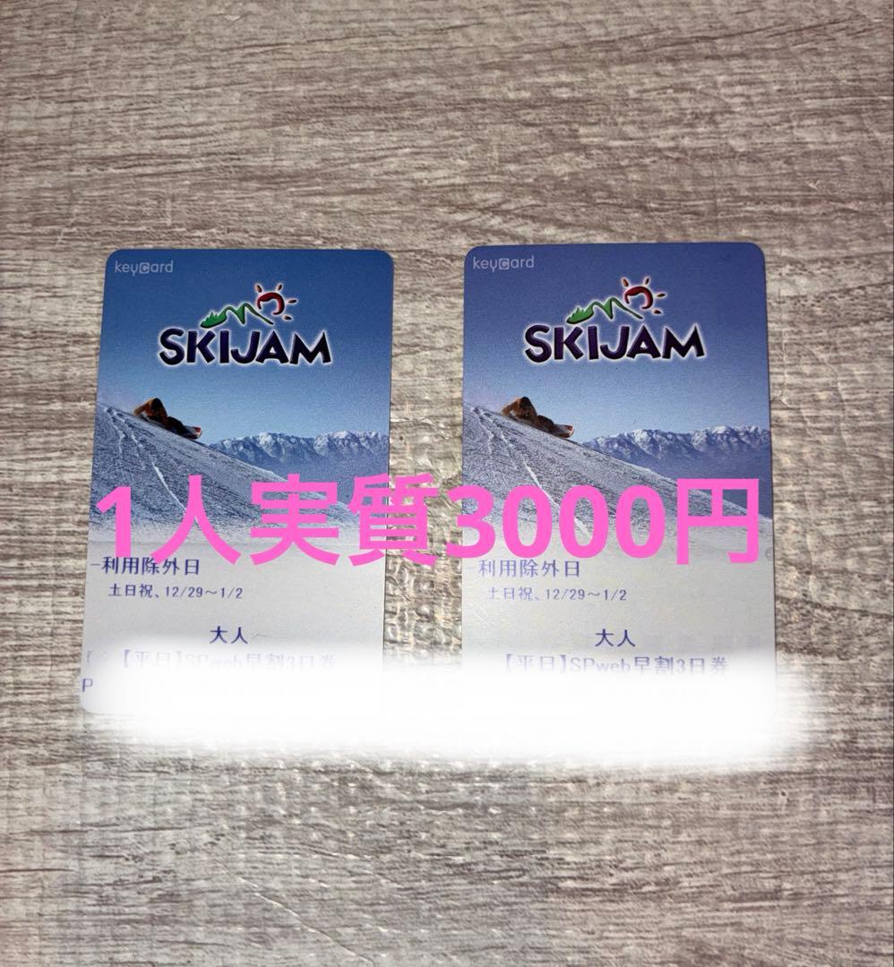 SKIJAM 大人、平日一日リフト券2枚セット - メルカリ