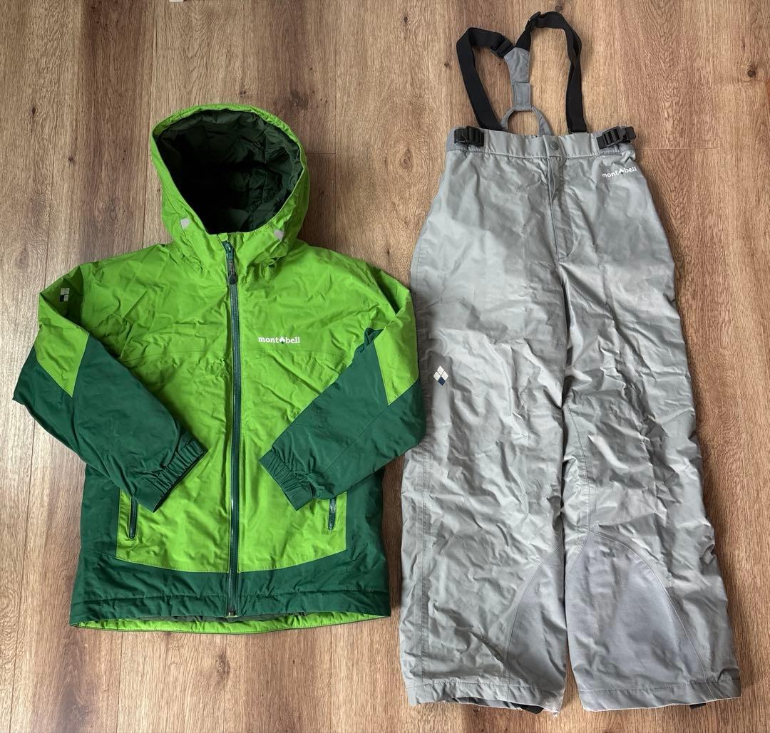 モンベル　mont-bell 子供用スキーウェア上下セット　グリーン　140㎝ モンベル mont-bell 子供用スキーウェア上下セット グリーン 140