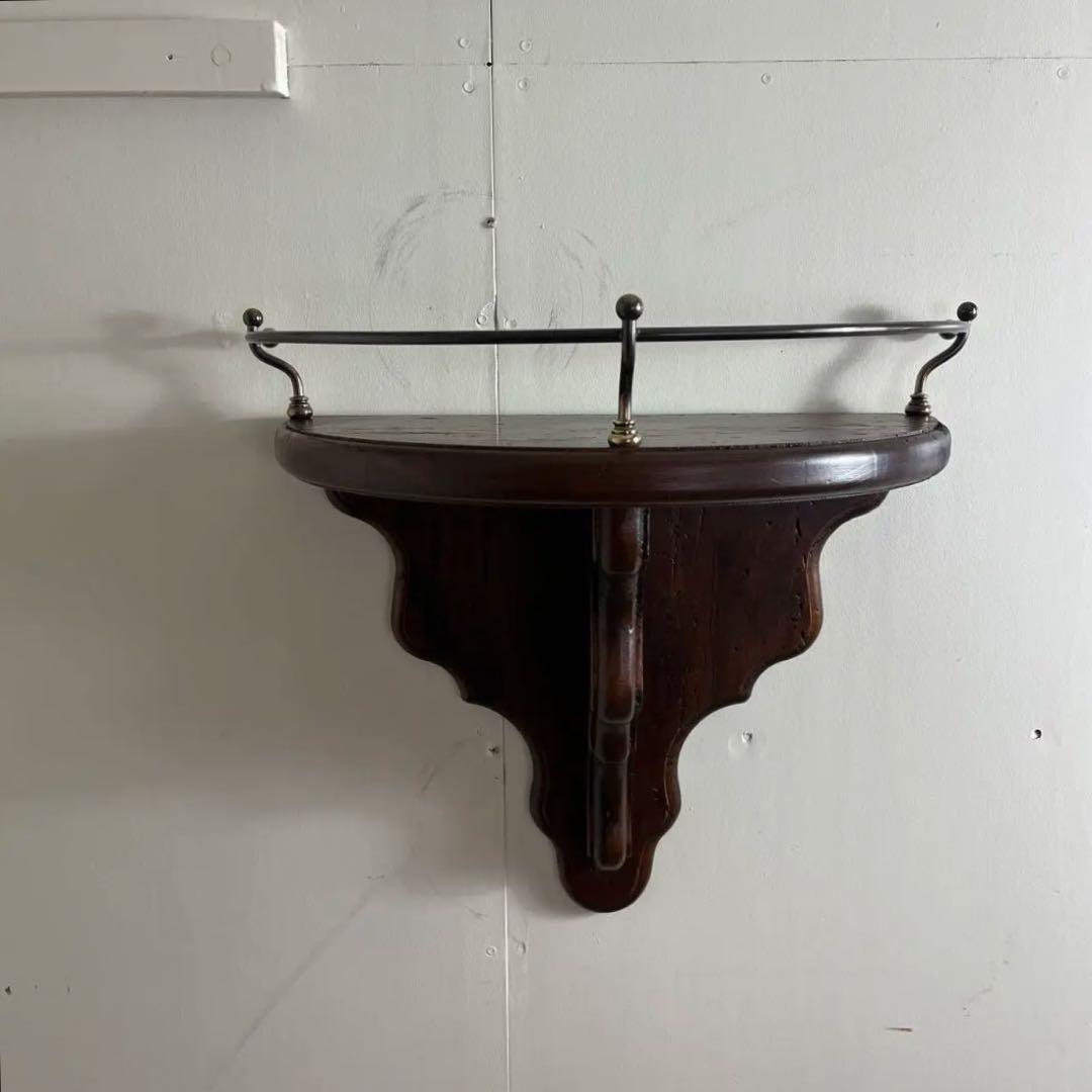 美品 アンティーク調◾️栄進物産 木製無垢材 壁掛けウォールラック 飾り棚 美品 アンティーク調◾️栄進物産 木製無垢材 壁掛けウォールラック