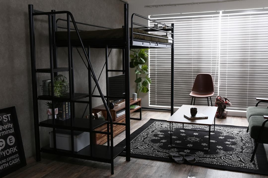 《新品・送料無料》【シングル】 Lofty 階段付きロフトベッド