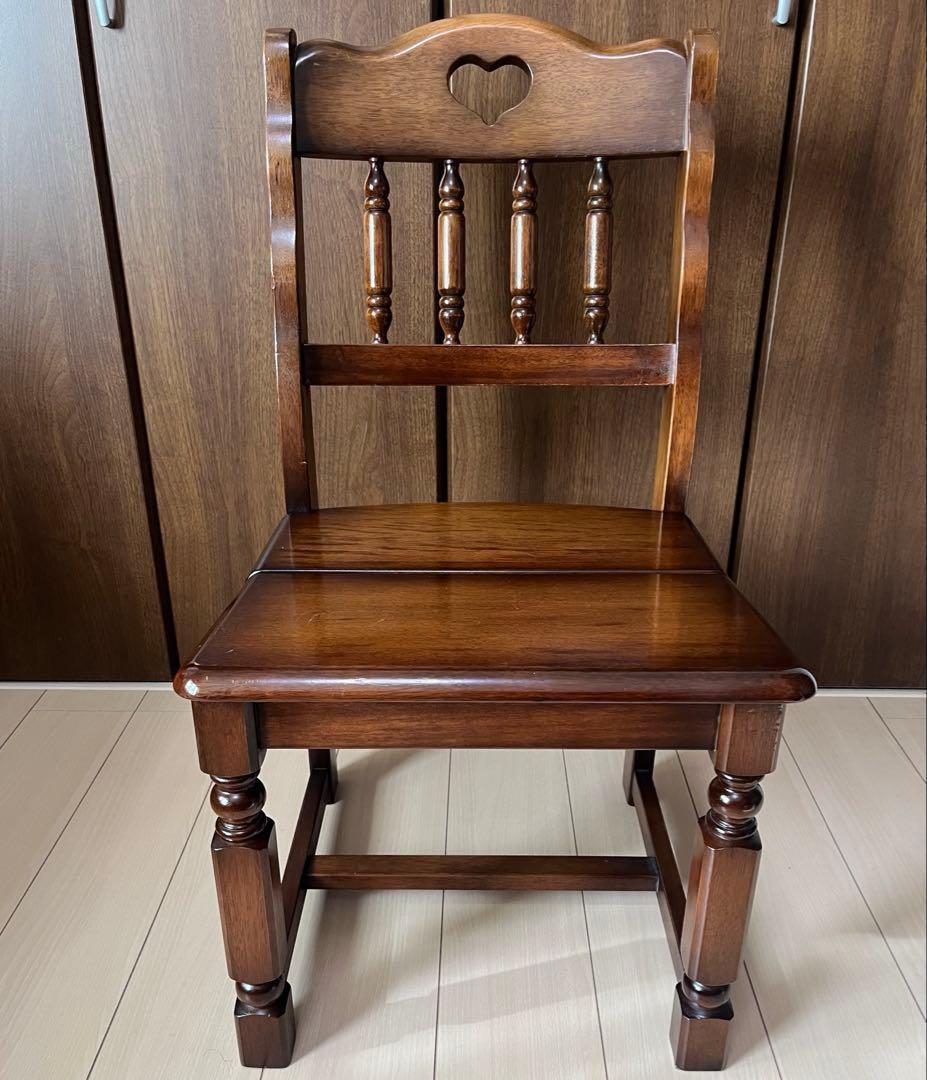 ナガノインテリア 天然木 椅子 ハートマーク ダイニングチェア 2脚良品