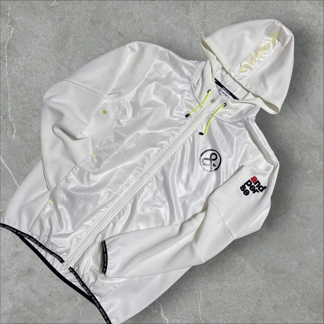 and per seフード付き ウインドブレーカー Mサイズ ホワイト ゴルフ and per seフード付き ウインドブレーカー Mサイズ ホワイト ゴルフ