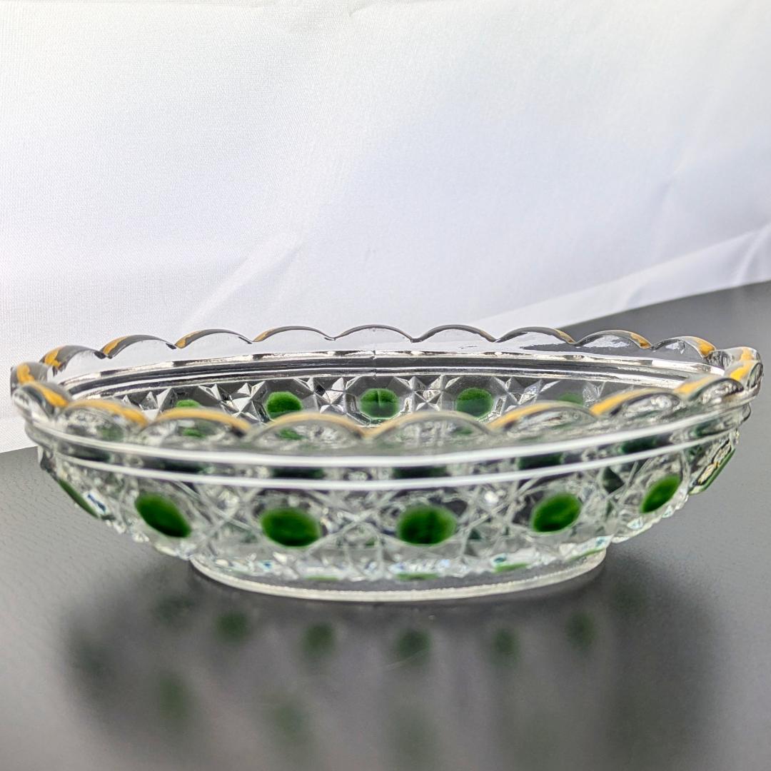 オールドバカラ ディアマン ソープ ディッシュ グリーン＆金彩