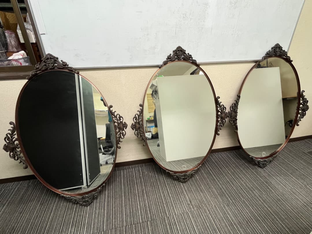 Haltan Mirror　3枚セット　大型壁掛け鏡　ヨーロピアン　f790 ウォールミラー アイアン 壁掛け鏡 おしゃれ 壁掛けミラー 北欧 吊り鏡