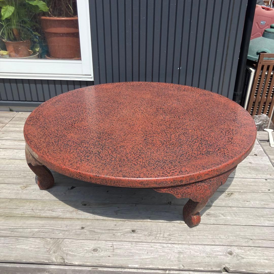 昭和レトロ 津軽塗り 螺鈿 円卓 座卓 ちゃぶ台 センターテーブル ロー