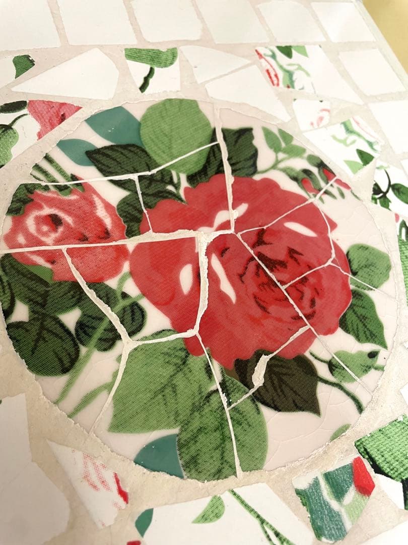 期間限定23日まで 花柄タイル張り ガーデンラック 4段ラック 薔薇 美品