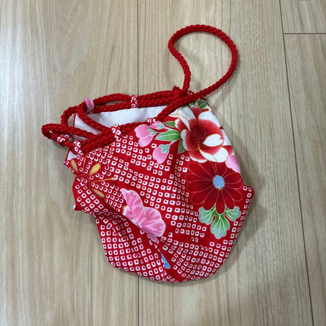 七五三 着物 3歳 被布セット 京都花ひめ 赤地総疋田着物 被布白 まり