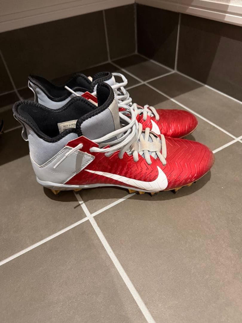 Nike ハイカット スパイクシューズ レッド/ホワイト NIKE (ナイキ) 野球スパイク メンズ SIZE 26.5cm ホワイト×レッド