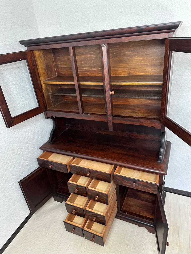 松本民芸家具 ミズメザクラ C型 食器棚 定価935, i4※