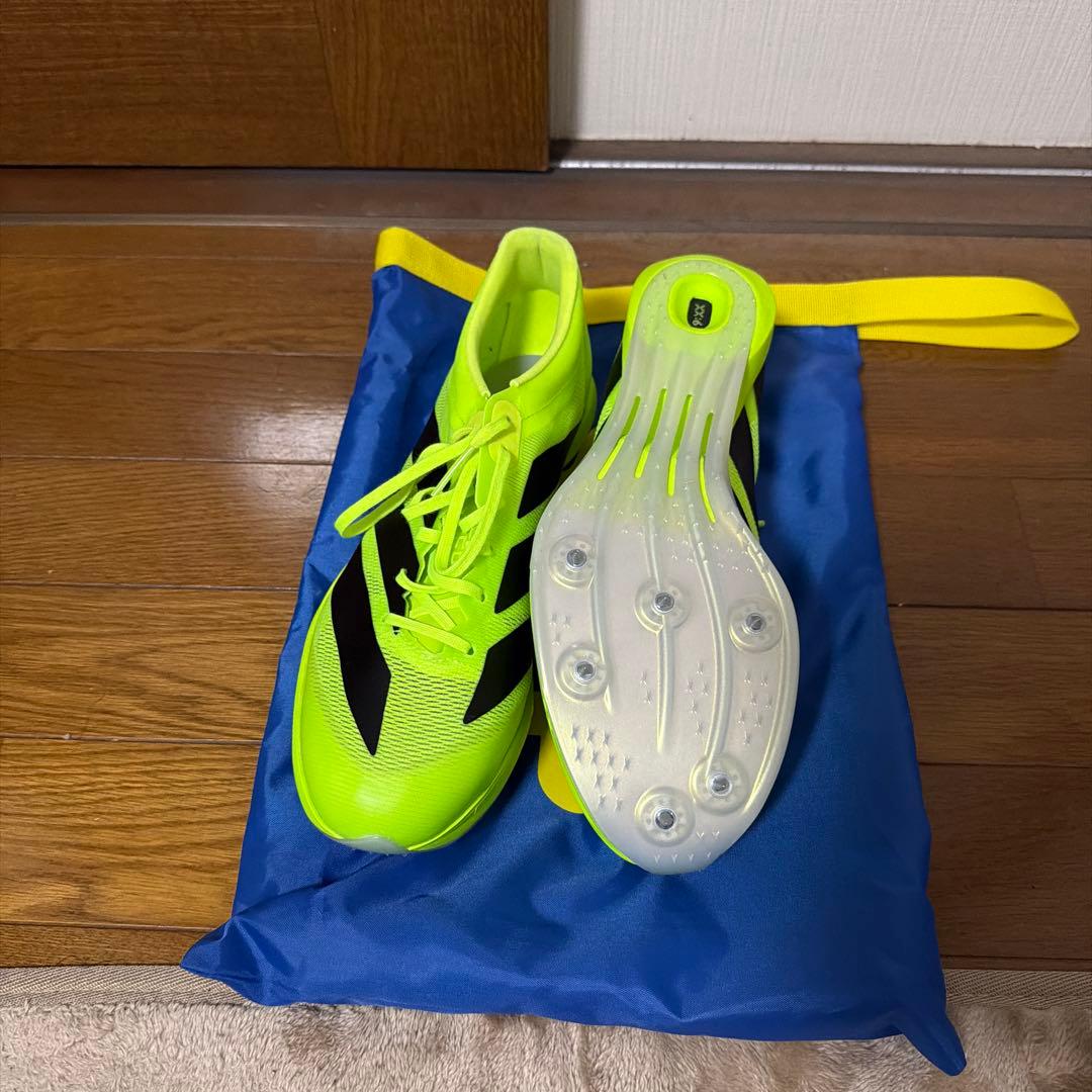adidas ADIZERO スパイクシューズ 27.5cm 蛍光イエロー