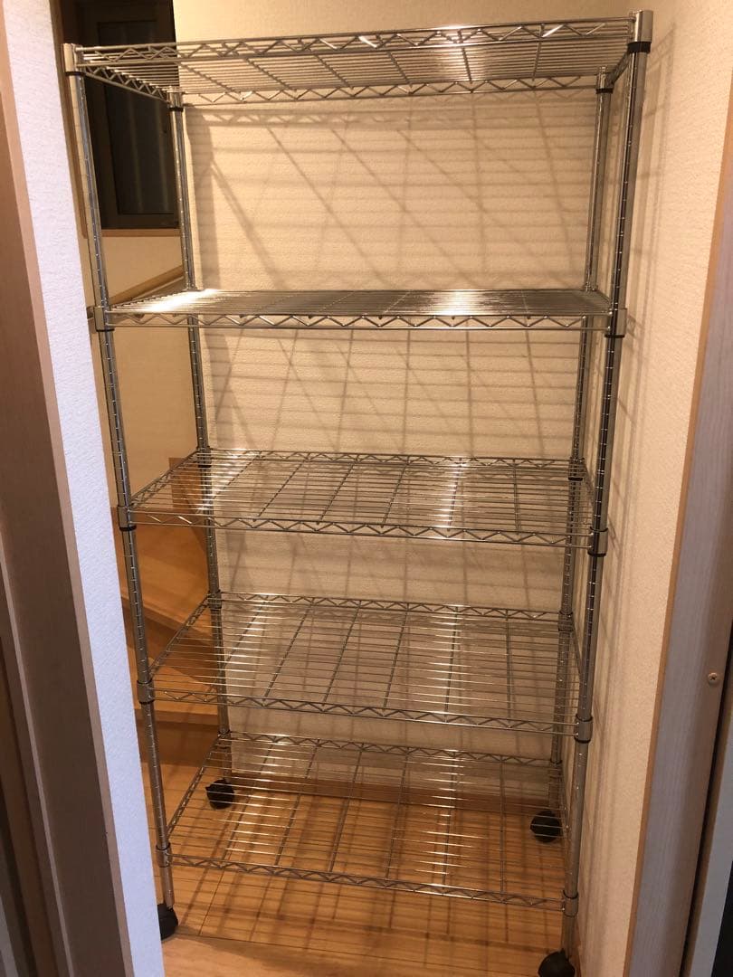 本日限定お値引‼️②5段スチールラック シルバー キャスター付き スチールラック 幅60 奥行25 高さ65 キャスター付き 収納 メタルラック