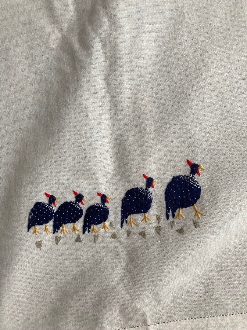 南アフリカ製 刺繍入りテーブルクロス/七面鳥 160×280cm ナプキンセット